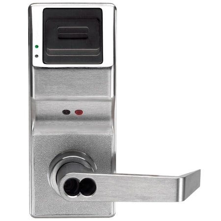 Alarm Lock Prox Reader Cylindrical Door Lock, 300 Users, 1600 Event Audit Trail, Straight Lever, SFIC Prep, Les PL3000IC US26D